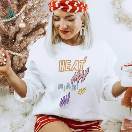 Mitchell and Ness Miami Heat Pink Logo T Shirt