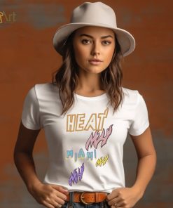 Mitchell and Ness Miami Heat Pink Logo T Shirt