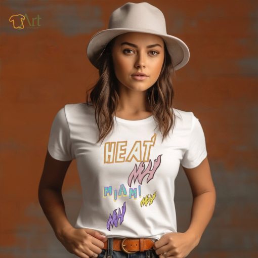 Mitchell and Ness Miami Heat Pink Logo T Shirt