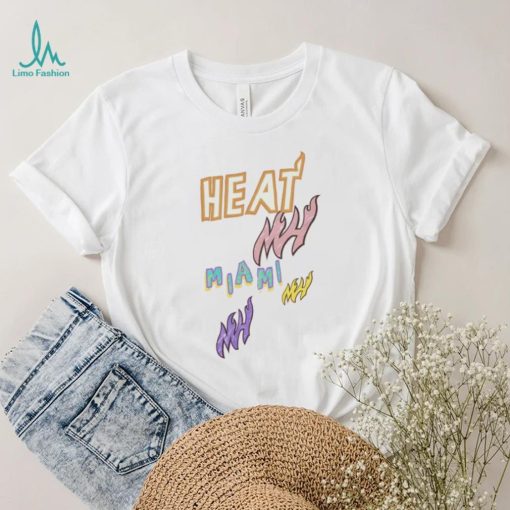 Mitchell and Ness Miami Heat Pink Logo T Shirt