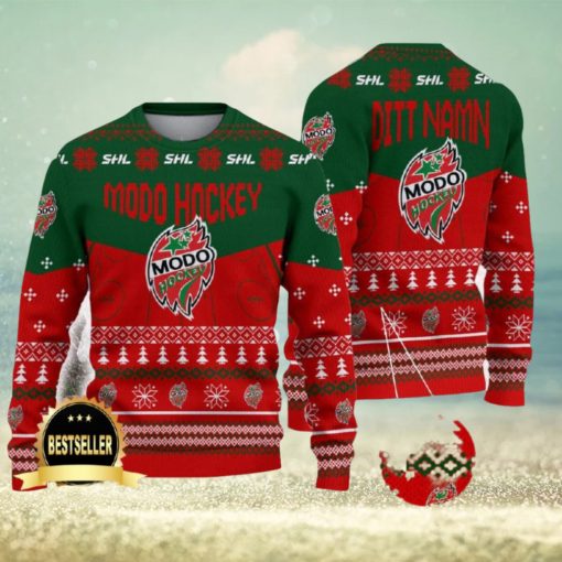 Modo Hockey Ugly Christmas Sweater Logo Custom Name Gift Fans