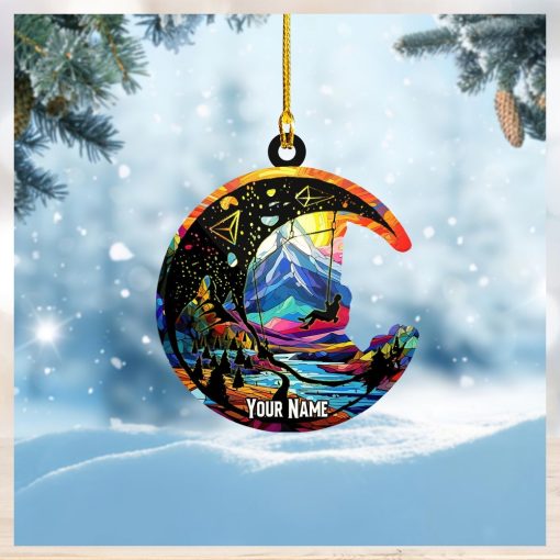 Moon And Climber Personalized Acrylic Ornament