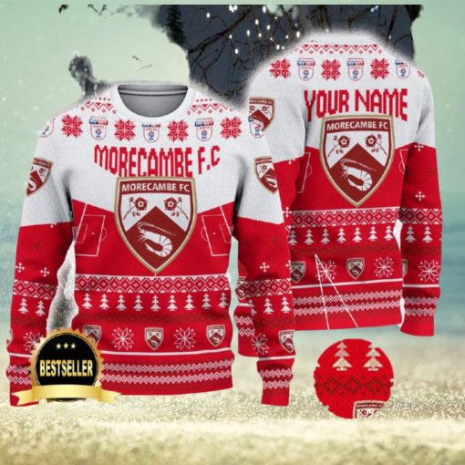 Morecambe FC Ugly Christmas Sweater Logo Custom Name Gift Fans