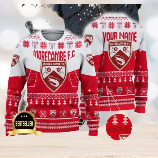 Morecambe FC Ugly Christmas Sweater Logo Custom Name Gift Fans