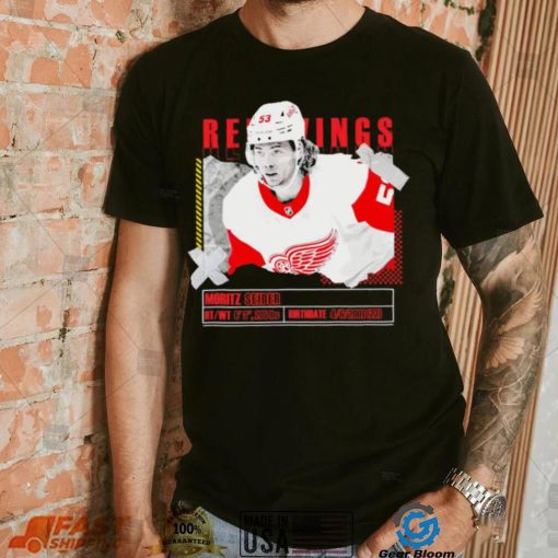 Moritz Seider number 53 Detroit Red Wings ice hockey player pose paper gift shirt