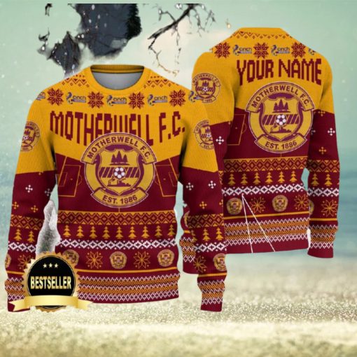 Motherwell FC Ugly Christmas Sweater Logo Custom Name Gift Fans