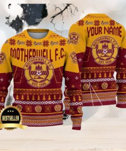 Motherwell FC Ugly Christmas Sweater Logo Custom Name Gift Fans