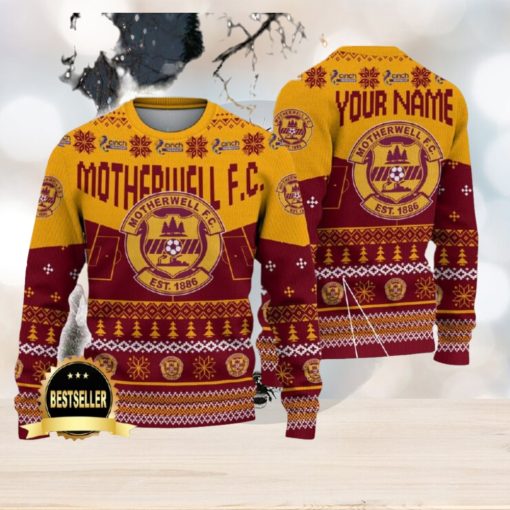 Motherwell FC Ugly Christmas Sweater Logo Custom Name Gift Fans