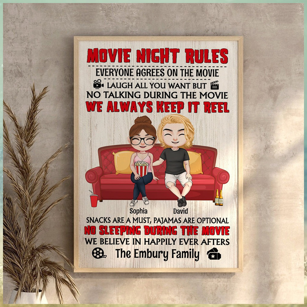 Movie Night Rules Personalized Canvas Print, Couple Gift, Gift For Movie Fans Movie Night Rules Personalized Canvas Print, Couple Gift, Gift For Movie Fans