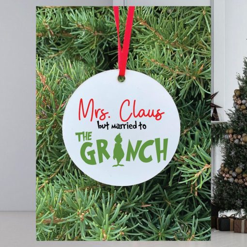 Mrs. Claus but Married to the Grinch Ornament