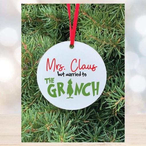 Mrs. Claus but Married to the Grinch Ornament