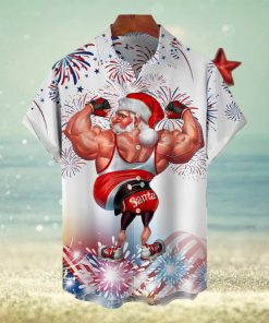 Muscle Santa Claus Hawaiian Shirt, Fitness Santa Hawaii Shirt