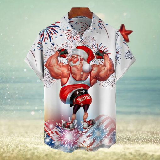 Muscle Santa Claus Hawaiian Shirt, Fitness Santa Hawaii Shirt