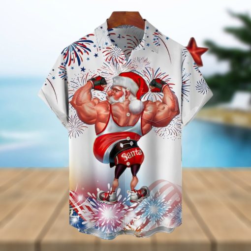 Muscle Santa Claus Hawaiian Shirt, Fitness Santa Hawaii Shirt