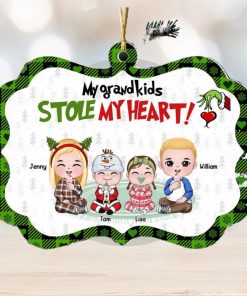 My Grandkids Stole My Heart, Gift For Family, Personalized Acrylic Ornament, Christmas Kids Ornament, Christmas Gift