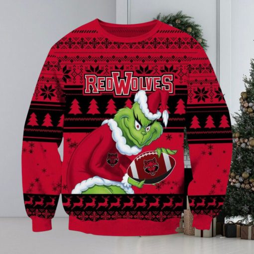 NCAA Arkansas State Red Wolves Grinch AOP Ugly Christmas Sweater Christmas Gift For Men And Women