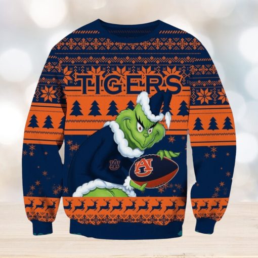 NCAA Auburn Tigers Grinch AOP Ugly Christmas Sweater Christmas Gift For Men And Women