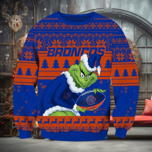 NCAA Boise State Broncos Grinch AOP Ugly Christmas Sweater Christmas Gift For Men And Women