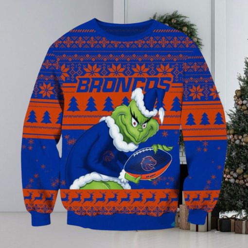 NCAA Boise State Broncos Grinch AOP Ugly Christmas Sweater Christmas Gift For Men And Women