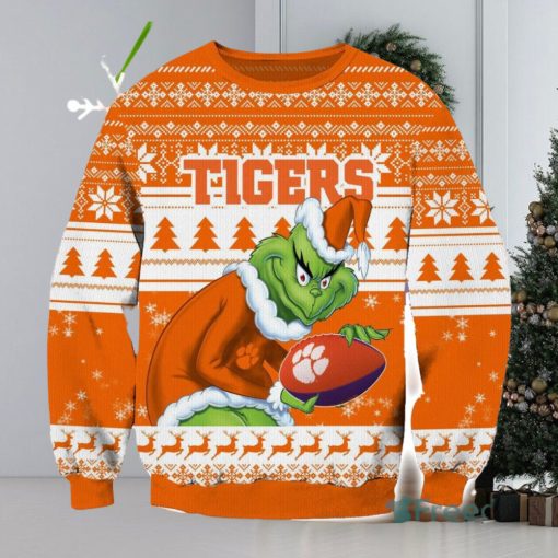 NCAA Clemson Tigers Grinch AOP Ugly Christmas Sweater Christmas Gift For Men And Women