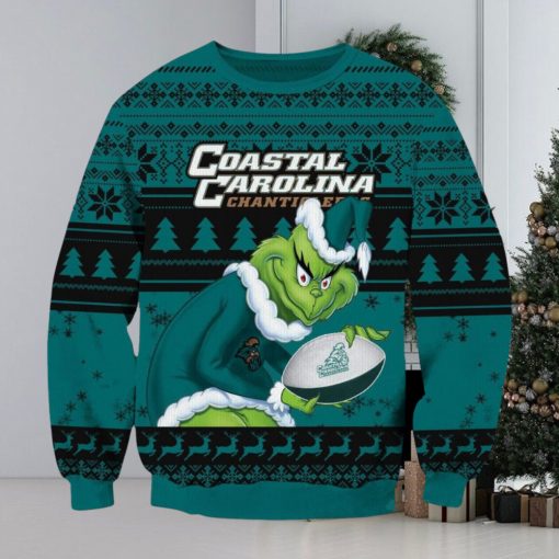 NCAA Coastal Carolina Chanticleers Grinch AOP Ugly Christmas Sweater Christmas Gift For Men And Women