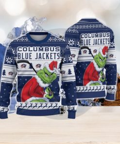 NCAA Columbus Blue Jackets Football Fans Sweater Grinch Ugly Sweater Christmas Xmas Gift