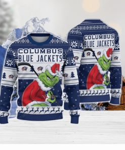 NCAA Columbus Blue Jackets Football Fans Sweater Grinch Ugly Sweater Christmas Xmas Gift