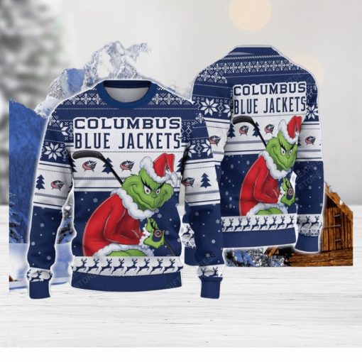 NCAA Columbus Blue Jackets Football Fans Sweater Grinch Ugly Sweater Christmas Xmas Gift