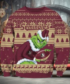 NCAA Florida State Seminoles Grinch AOP Ugly Christmas Sweater Christmas Gift For Men And Women