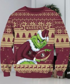 NCAA Florida State Seminoles Grinch AOP Ugly Christmas Sweater Christmas Gift For Men And Women