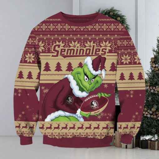 NCAA Florida State Seminoles Grinch AOP Ugly Christmas Sweater Christmas Gift For Men And Women