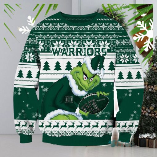 NCAA Hawaii Rainbow Warriors Grinch AOP Ugly Christmas Sweater Christmas Gift For Men And Women