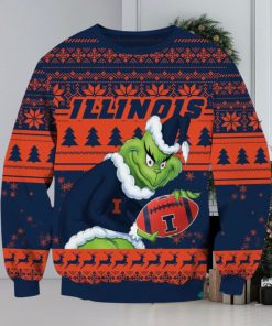 NCAA Illinois Fighting Illini Grinch AOP Ugly Christmas Sweater Christmas Gift For Men And Women