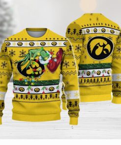 NCAA Iowa Hawkeyes Grinch Hand Logo Christmas Ugly Sweater