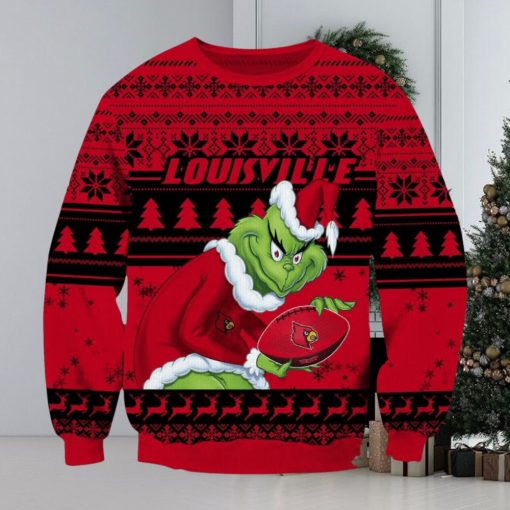 NCAA Louisville Cardinals Grinch AOP Ugly Christmas Sweater Christmas Gift For Men And Women