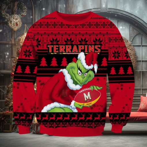 NCAA Maryland Terrapins Grinch AOP Ugly Christmas Sweater Christmas Gift For Men And Women