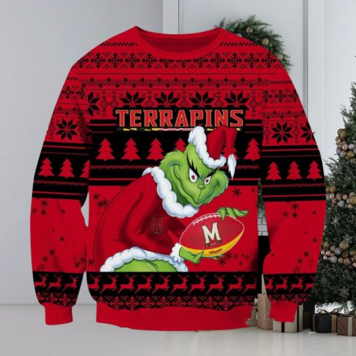 NCAA Maryland Terrapins Grinch AOP Ugly Christmas Sweater Christmas Gift For Men And Women