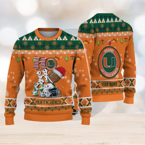 NCAA Miami Hurricanes HO HO HO Custom Ugly Christmas Sweater