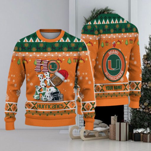 NCAA Miami Hurricanes HO HO HO Custom Ugly Christmas Sweater