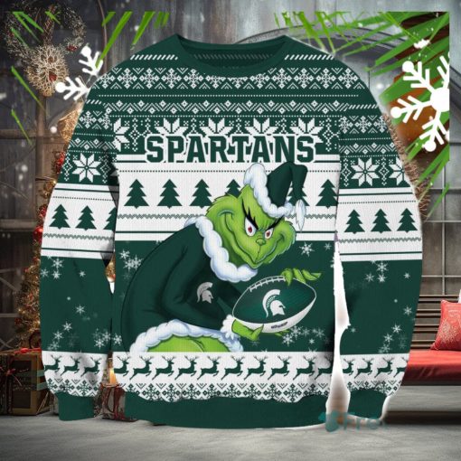 NCAA Michigan State Spartans Grinch AOP Ugly Christmas Sweater Christmas Gift For Men And Women