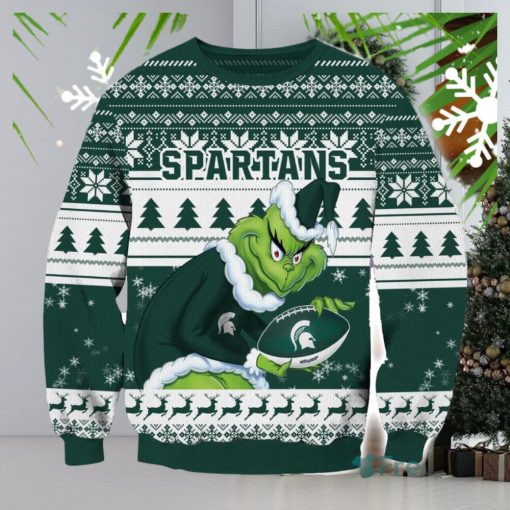 NCAA Michigan State Spartans Grinch AOP Ugly Christmas Sweater Christmas Gift For Men And Women