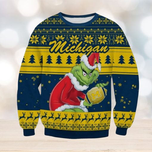 NCAA Michigan Wolverines Grinch Ugly Christmas Sweater Trending Sweater For 2023 Christmas Holidays