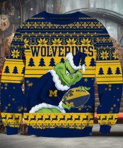 NCAA Michigan Wolverines Logo Grinch AOP Ugly Christmas Sweater Christmas Gift For Men And Women