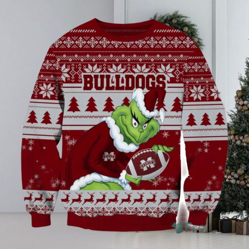 NCAA Mississippi State Bulldogs Grinch AOP Ugly Christmas Sweater Christmas Gift For Men And Women