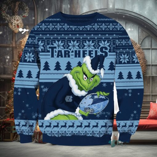 NCAA North Carolina Tar Heels Grinch AOP Ugly Christmas Sweater Christmas Gift For Men And Women