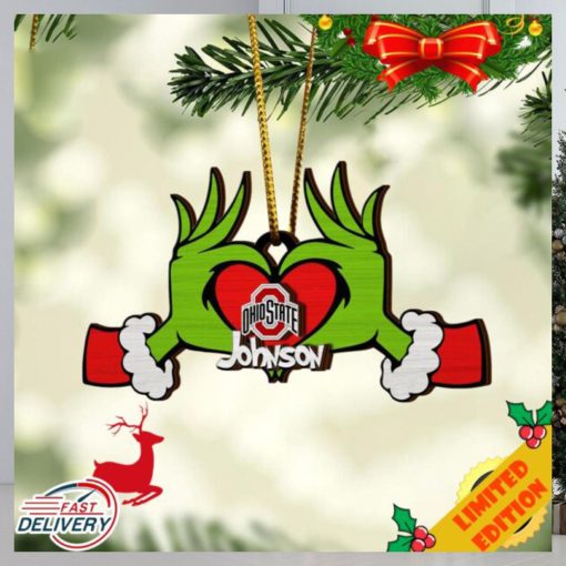 NCAA Ohio State Buckeyes And Grinch Christmas Ornament Custom Your Name 2023 Christmas Tree Decorations