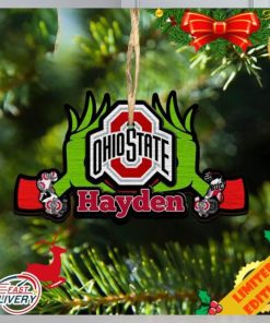 NCAA Ohio State Buckeyes Grinch Christmas Ornament Personalized Your Name 2023 Christmas Tree Decorations
