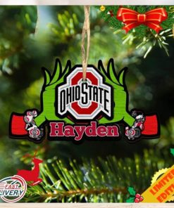 NCAA Ohio State Buckeyes Grinch Christmas Ornament Personalized Your Name 2023 Christmas Tree Decorations