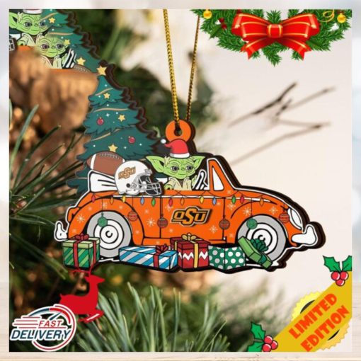 NCAA Oklahoma State Cowboys And Baby Yoda Christmas Ornament 2023 Christmas Tree Decorations