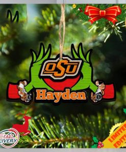 NCAA Oklahoma State Cowboys Grinch Christmas Ornament Personalized Your Name 2023 Christmas Tree Decorations